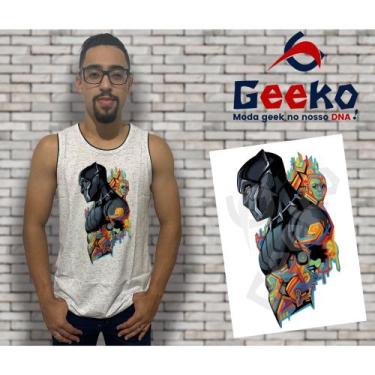 Imagem de Regata Pantera Negra Black Panther Geeko, Branco, GG