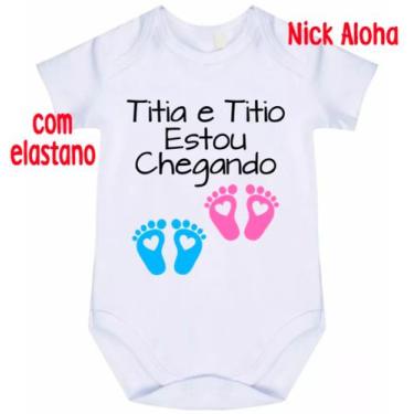 Imagem de body bebê titia e titio estou chegando cód 2868 - nick aloha, Branco, 
