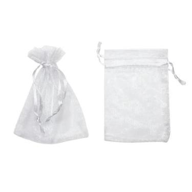 Imagem de Kit 100 Saquinho Tule Presente Lembrancinha 7x9 Cor Branco - Pimenta&C