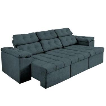 Imagem de Sofá Itália 2,10 m Retrátil Reclinável Suede Veludo Cinza - Sofá na We