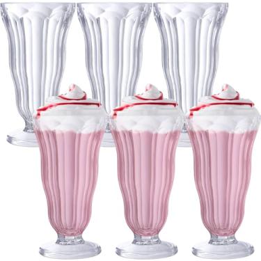 Imagem de Mifoci 6 copos de milk-shake transparentes de 473 ml, copos de sorvete com pés, copos de plástico PS resistentes para bebidas