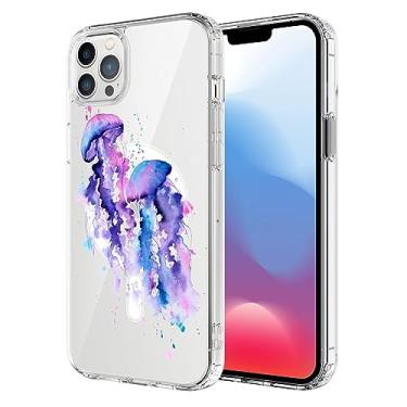 Imagem de UNNKINE Capa magnética para iPhone 12 Pro Max compatível com carregamento sem fio MagSafe bonito design de água-viva à prova de choque capa antiarranhões para homens e mulheres (transparente) para iPhone 12 Pro Max