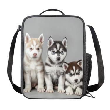 Imagem de Bolsa de lancheira Sannovo para cachorro Husky fofo com isolamento térmico, lavável na escola, bolsa térmica