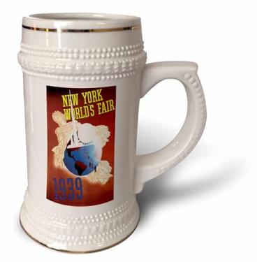 Imagem de 3dRose Pôster de viagem Vintage New York Worlds Fair 1939 - Caneca Stein, 510 g, 623 g, branco