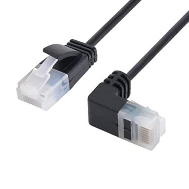 Imagem de Cabo de rede Ethernet LAN CY Down Angled 8P8C STP Cat 5e RJ45 90 graus para cabo reto 50 cm