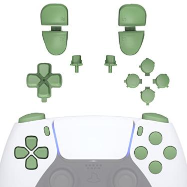 Imagem de eXtremeRate Botões de substituição D-pad R1 L1 R2 L2 Compartilhar opções de botões de rosto para controle PS5, Matcha Green conjunto completo de botões de reparo com ferramentas para controle PlayStation 5
