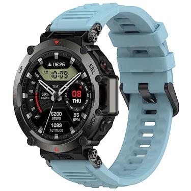Imagem de Pulseira de silicone ajustável para Amazfit T-Rex Ultra (A2142), serve para Amazfit T-Rex Ultra (A2142), serve para pulso de 14 a 21,6 cm (azul)