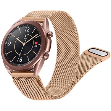 Imagem de Meliya Pulseira para Samsung Galaxy Watch 3 de 41 mm e homens, pulseira de metal de aço inoxidável de 20 mm para Galaxy Watch 3 de 41 mm (ouro rosa)