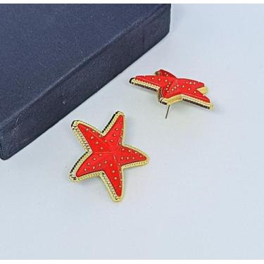 Imagem de Brinco Feminino Estrela do Mar resina colorido Par de Brincos pequeno 