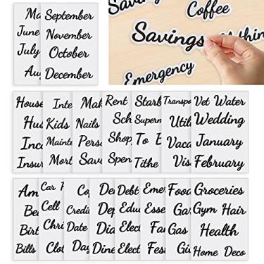 Imagem de 80 adesivos de etiquetas de envelope para dinheiro – etiquetas pretas em negrito para planejador mensal de finanças e fichário de dinheiro A6, etiquetas transparentes de categoria de orçamento para carteira de orçamento, organizador de cupons de dinheiro