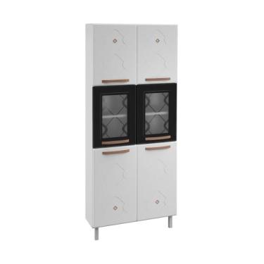 Imagem de Paneleiro Duplo de Aço 80cm Regina Multimóveis Glass CR6133 Branco/Pre