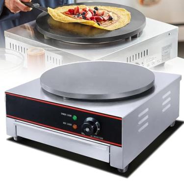 Imagem de Crepe de mesa comercial com temperatura ajustável, padeiro de panqueca com bandeja inferior, antiaderente, 50-300°C (50.0-300.0 °C), máquina de tortilha de 39.9 cm, máquina de padeiro para uso