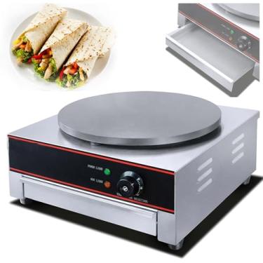 Imagem de Crepe elétrico de mesa, panqueca multiuso de grande diâmetro com bandeja inferior, ajustável de 50 a 300 °C, antiaderente, máquina de assar para uso comercial e doméstico