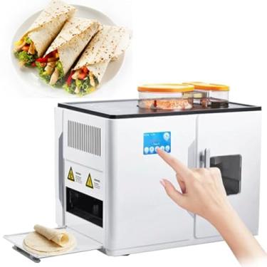 Imagem de Máquina de panqueca de mesa totalmente automática, máquina de tortilha elétrica comercial com tela sensível ao toque, 8 peças/por vez, 1800 wW, partida com um toque, 47 x 35 x 38 cm, 19 kg, máquina de