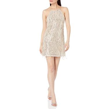 Imagem de Speechless Vestido de festa feminino sem mangas com lantejoulas, Bege/prata, PP