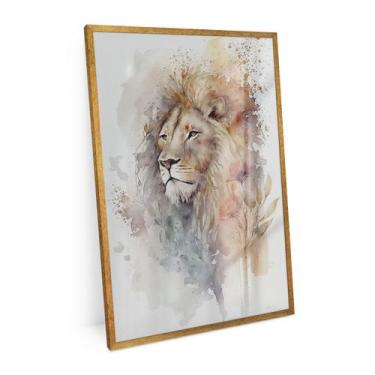 Imagem de Quadro Leão De Tinta Grande Moderno Grande 120x80 Cm Bimper - Bimper Q