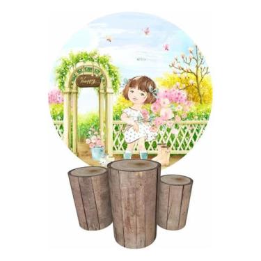 Imagem de Trio Capas Cilindro + Painel Redondo 1,50m Jardim - Fadrix