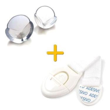 Imagem de Kit Segurança Bebês - 10 Trava Gavetas, 10 Protetores Quinas - Neoimp