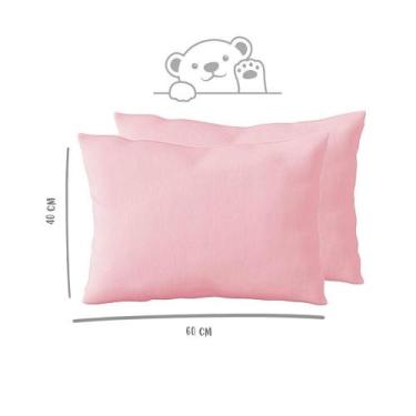 Imagem de Kit 2 Fronhas 40cm x 60cm Kids Malha 100% Algodão Lisa Rosa Arrumadinh