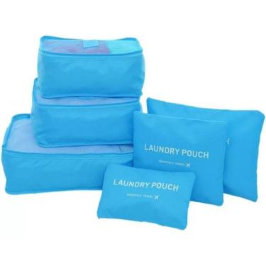 Imagem de Kit Organizador De Mala Bolsa Viagem 6 Pçs Necessaire - Travel, Azul c