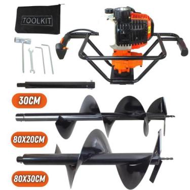 Imagem de KIT Perfurador de Solo Vulcan VPS520 2T 52CC 2,5CV com Broca 80x20cm +