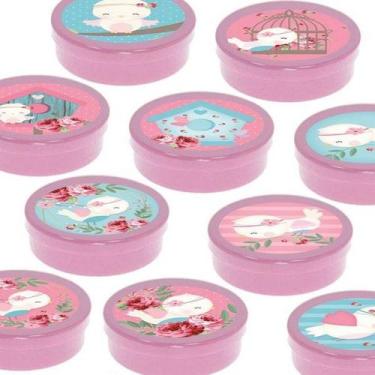 Imagem de Latinha Lembrancinha Festa Jardim Encantado - 8cm - 20 unidades - Rosa
