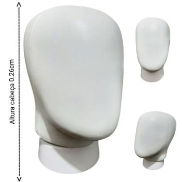 Imagem de Cabeça do manequim masculino adulto (cabeça + suporte) na cor branco -