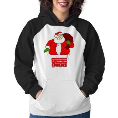 Imagem de Moletom Feminino Papai Noel Chaminé - Foca na Moda, Branco, Preto, GG