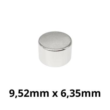 Imagem de Kit 5 Peças Imã Neodímio Disco Magnético N35  9,52 x 6,35 mm Super For