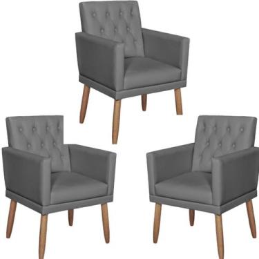 Imagem de Kit 3 Poltronas Capitone material sintético para Manicure Sala de Esta