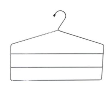 Imagem de Kit 2 Cabides Triplo Organizador Calça Cabideiro de Metal Cromado - VP