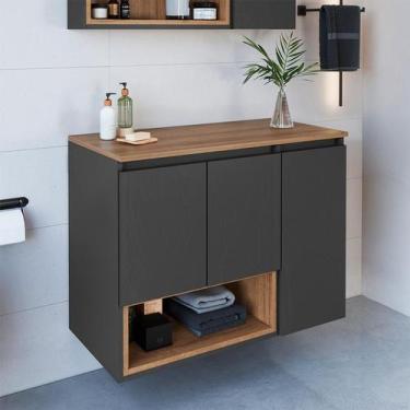 Imagem de Gabinete de Banheiro Cecília 3 PT Grafite e Mel - Modern