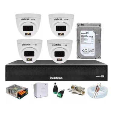 Imagem de Kit 4 Cameras Full Color Com Audio Intelbras Dvr 4 Canais C/ 1 Tera