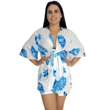 Imagem de Saída de praia conjunto Kimono camisão + Shorts - Tropicana Modas, Úni