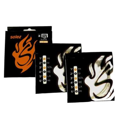 Imagem de Encordoamento 010 para guitarra Tensão Média SOLEZ  PACK DUPLO