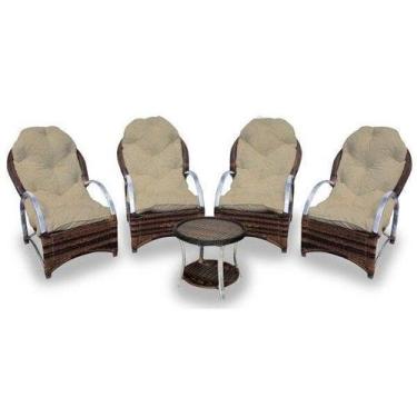 Imagem de Conjunto Páscoa - 4 poltronas + 1 mesa redonda - Duna Deserto - LBA SI