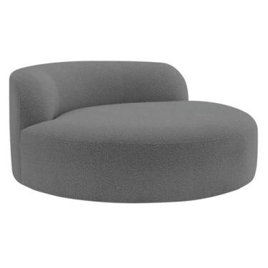 Imagem de Poltrona Orgânica Chaise Rússia Linho - Doce Sonho Móveis, Cinza Escur