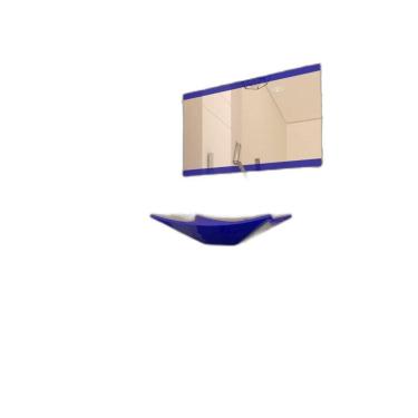 Imagem de Gabinete Vidro 60Cm Cuba Retangular Azul Escuro + Torneira