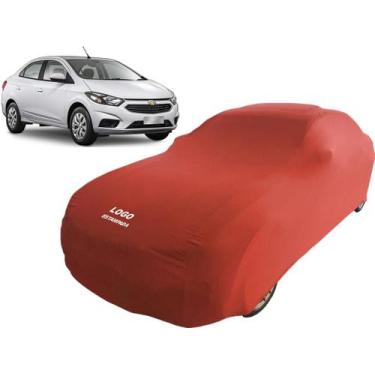 Imagem de Capa Automotiva Chevrolet Prisma Tecido Helanca Cor Preta - Mz, Vermel