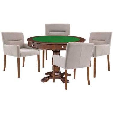 Imagem de Mesa de Jogos Carteado Victoria Redonda Tampo Reversível Imbuia com Ki