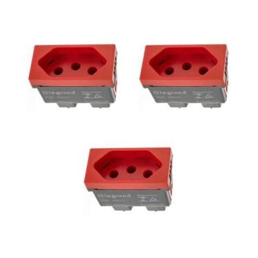 Imagem de Kit 3 Modulo Tomada 20A Vermelho Borne Parafuso Pial Plus+ - Legrand