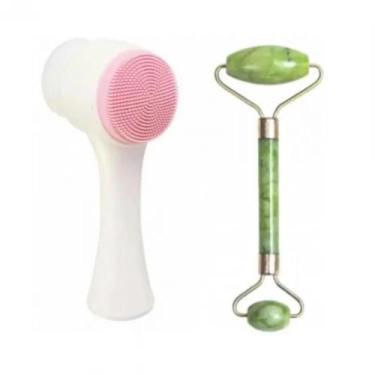 Imagem de Escova Limpeza Facial 2 Em 1 Aparelho Massagem Esponja Cerda - Braslu