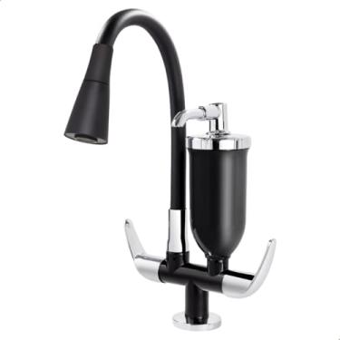 Imagem de SOFTINOX Torneira de Bancada com Filtro Gourmet Flexível Preta para Cozinha em ABS Reforçado Acionamento 1/4 de Volta