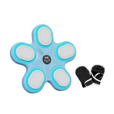 Imagem de rockible Máquina de boxe musical, alvo de boxe eletrônico com luz, fácil de instalar, treinador de socos, almofada de socos para exercícios de treino, Azul