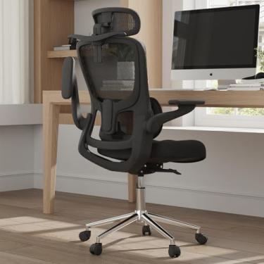 Imagem de Novilla Cadeira de escritório ergonômica, cadeira de mesa de malha com encosto alto com almofada de espuma moldada espessa, suporte lombar ajustável, cadeiras giratórias para jogos de computador com