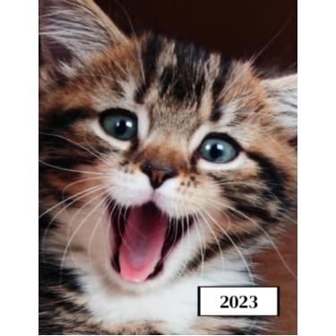 Imagem de 2023: Agenda semainier au format A4 - Année civile (Janvier à Décembre 2023) - Intervalles d'1h (7h-22h) - Contacts, jours fériés, mots de passe, ... - Une semaine sur deux pages