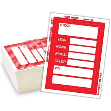 Imagem de Versa-Tags Novos adesivos de estoque de revendedor automotivo Kleer-bak melhorados (100 adesivos, vermelho)