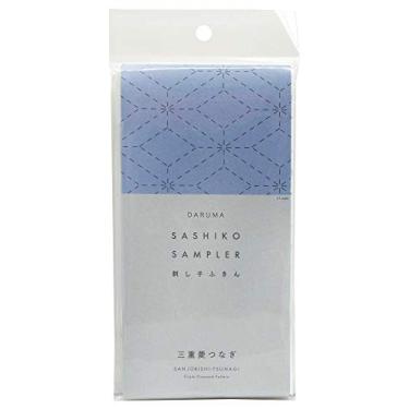 Imagem de Yokota Daruma Sashiko Tecido Sashiko - Sampler Sashiko pré-impresso - Branco com instruções em inglês dentro (Padrão de diamante triplo branco)