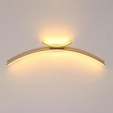 Imagem de Luminária de parede LED linear com regulagem de intensidade, metal fosco, dourado, para quarto, sala de estar, banheiro, fazenda (dourado, 1000 mm)