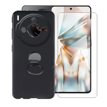 Imagem de AQGGIIXY Capa para ZTE Nubia Z60S Pro 5G, com [1 x película protetora de vidro temperado], capa macia à prova de choque, [suporte de anel de rotação de 360°] Capa para ZTE Nubia Z60S Pro 5G (6,7